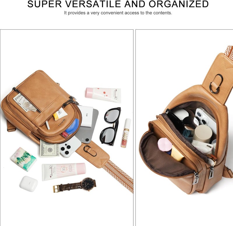 LATMAP 7L Sling Bag For Women Men Backpack Fanny Pack Crossbody Chest Travel Shoulder Belt Bags Purse Handbag PU Leather - Image 5